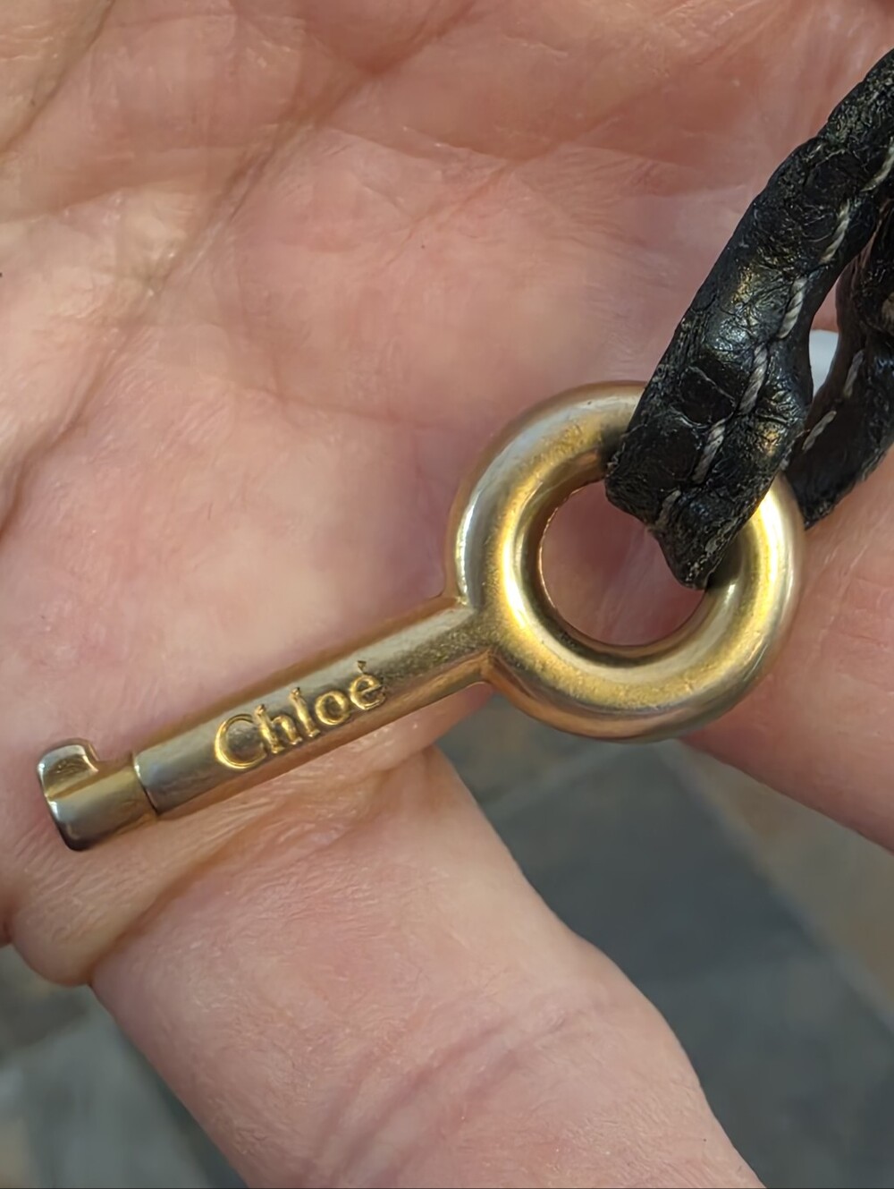 Authentic Chloรฉ Paddington Replacement Key & Black Leather Strap / Charm